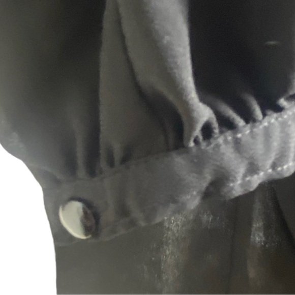 Sequin Hearts Women’s Flowy Dress L Black Gold Sequined Shoulders Sheer Sleeves - Picture 6 of 13